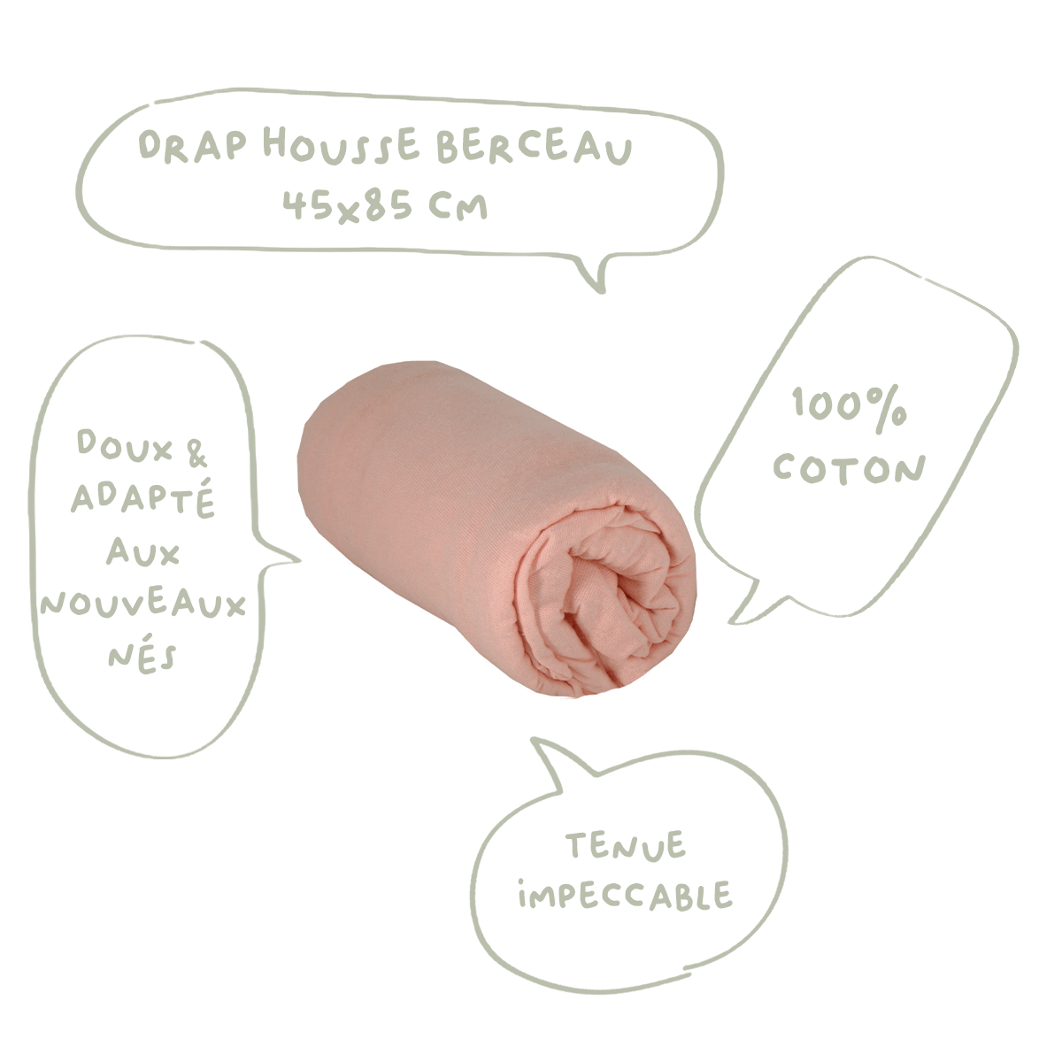 Drap-housse bébé 45x85 cm - Drap housse berceau - Uni Jersey Rose
