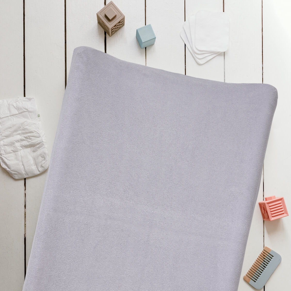Housse pour matelas à langer 50x70 cm en Coton x2 - Écru/Lilas