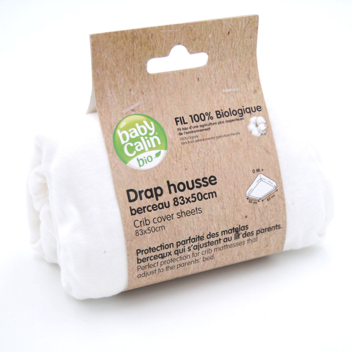 Drap housse berceau 83x50 cm bio - Blanc - BB Malin