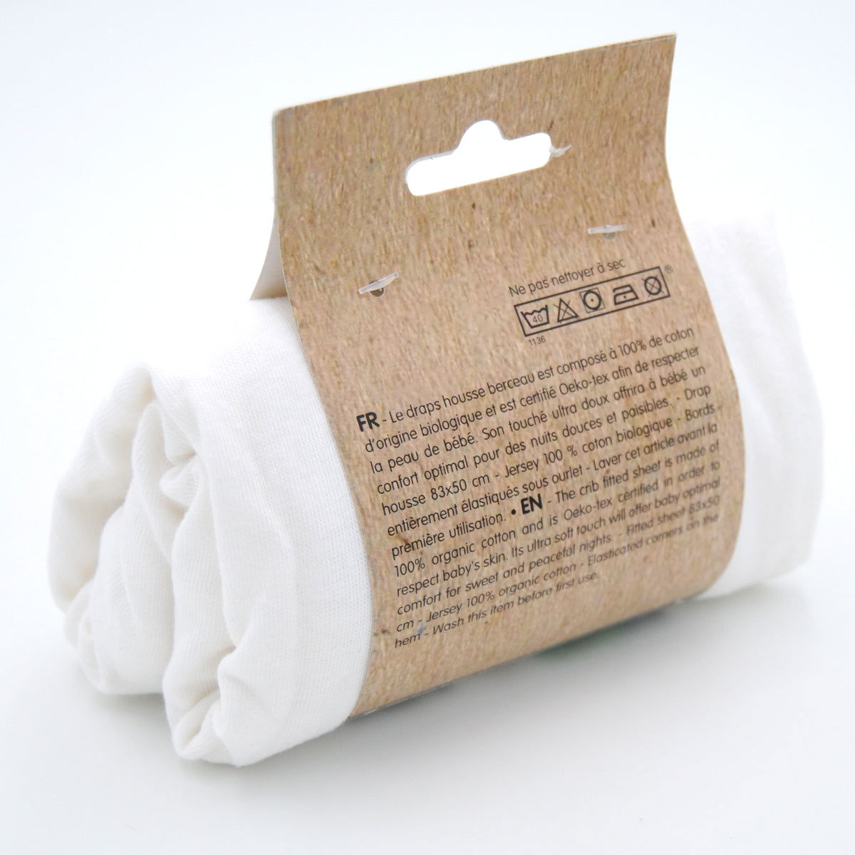 Drap housse berceau 83x50 cm bio - Blanc - BB Malin