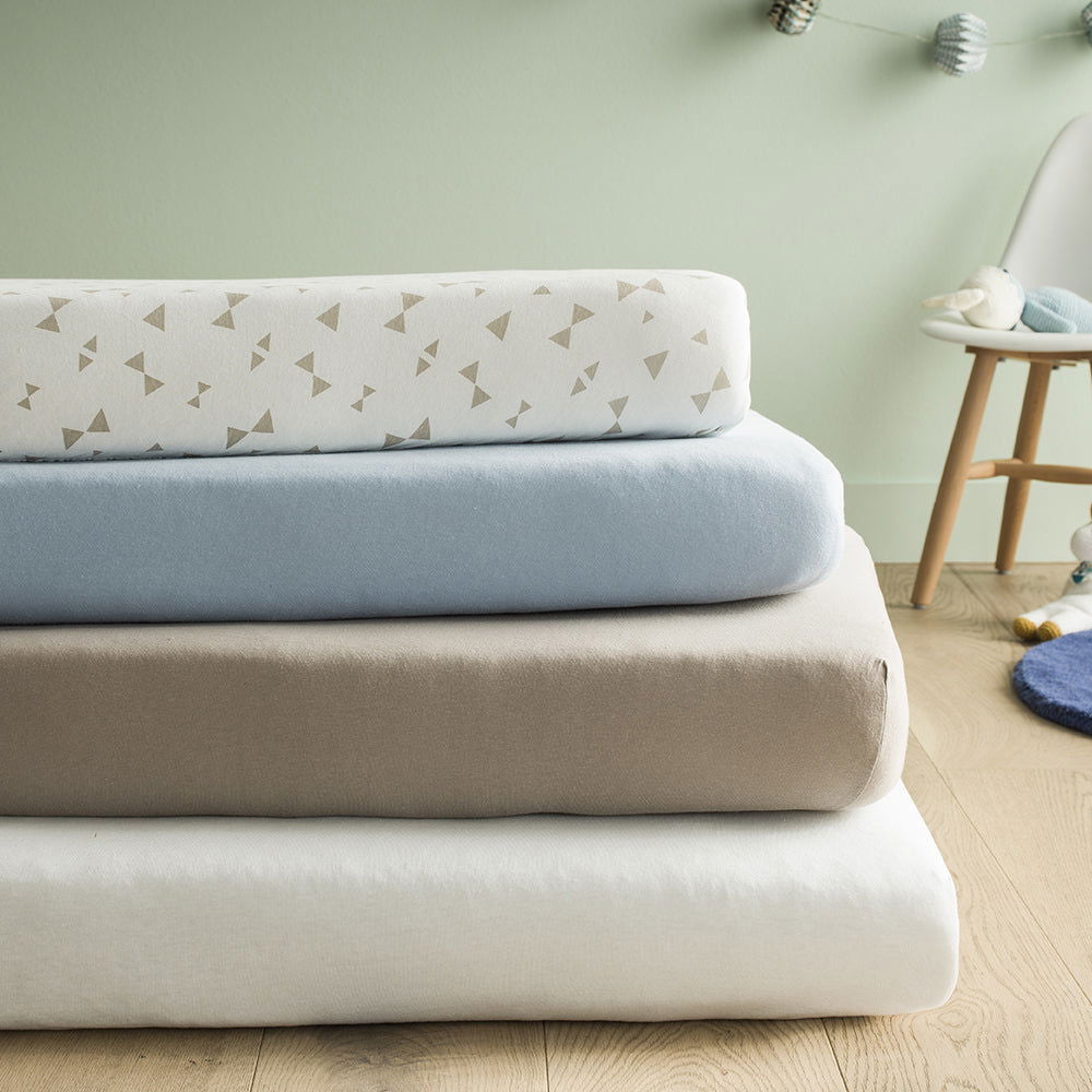 Drap housse en coton 60x120 cm - Imprimé nœuds taupe -