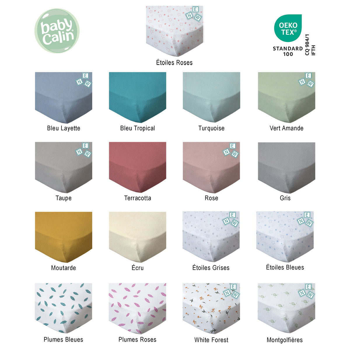 Lot de 2 draps-housses 60x120 cm - Montgolfières Vert Amande -