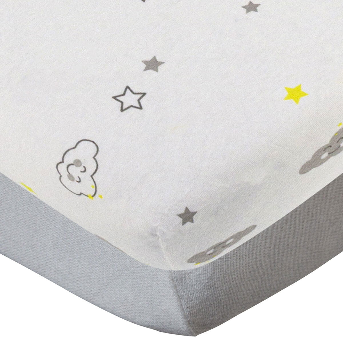 Lot de 2 draps housses 70x140 cm Nuage Gris BB Malin