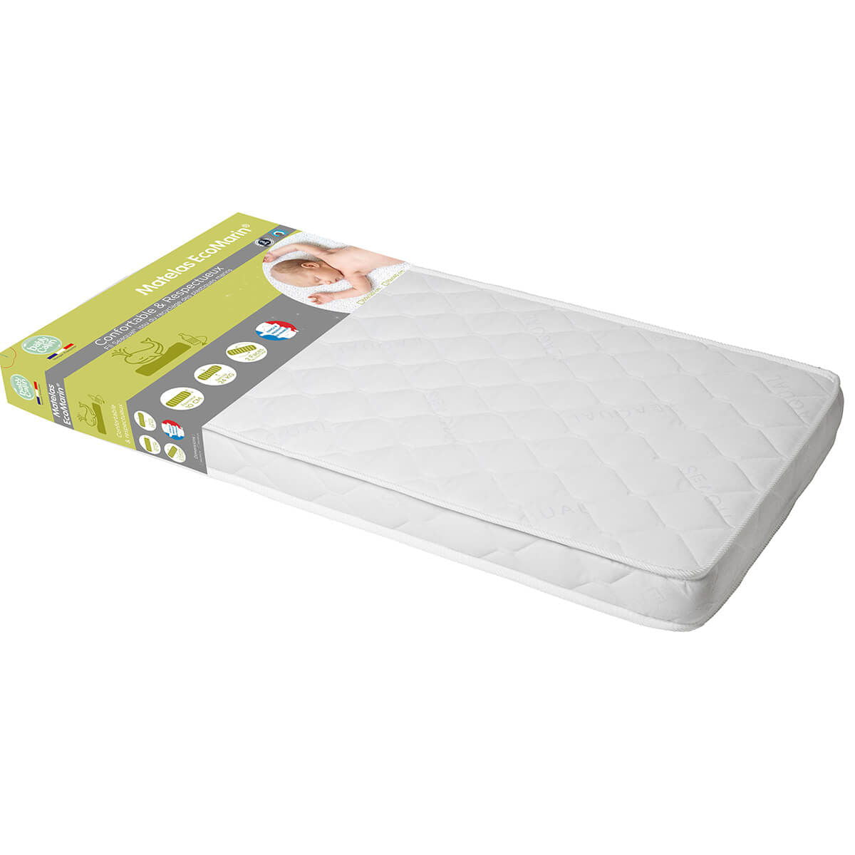 Matelas bébé Eco Marin 24 kg/m3 60x120 cm -