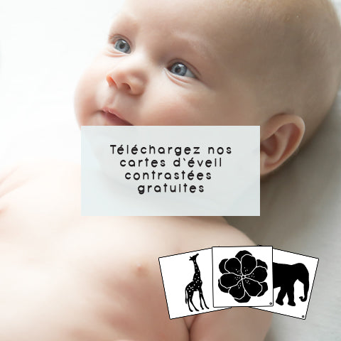 Éveiller bébé avec des cartes contrastées