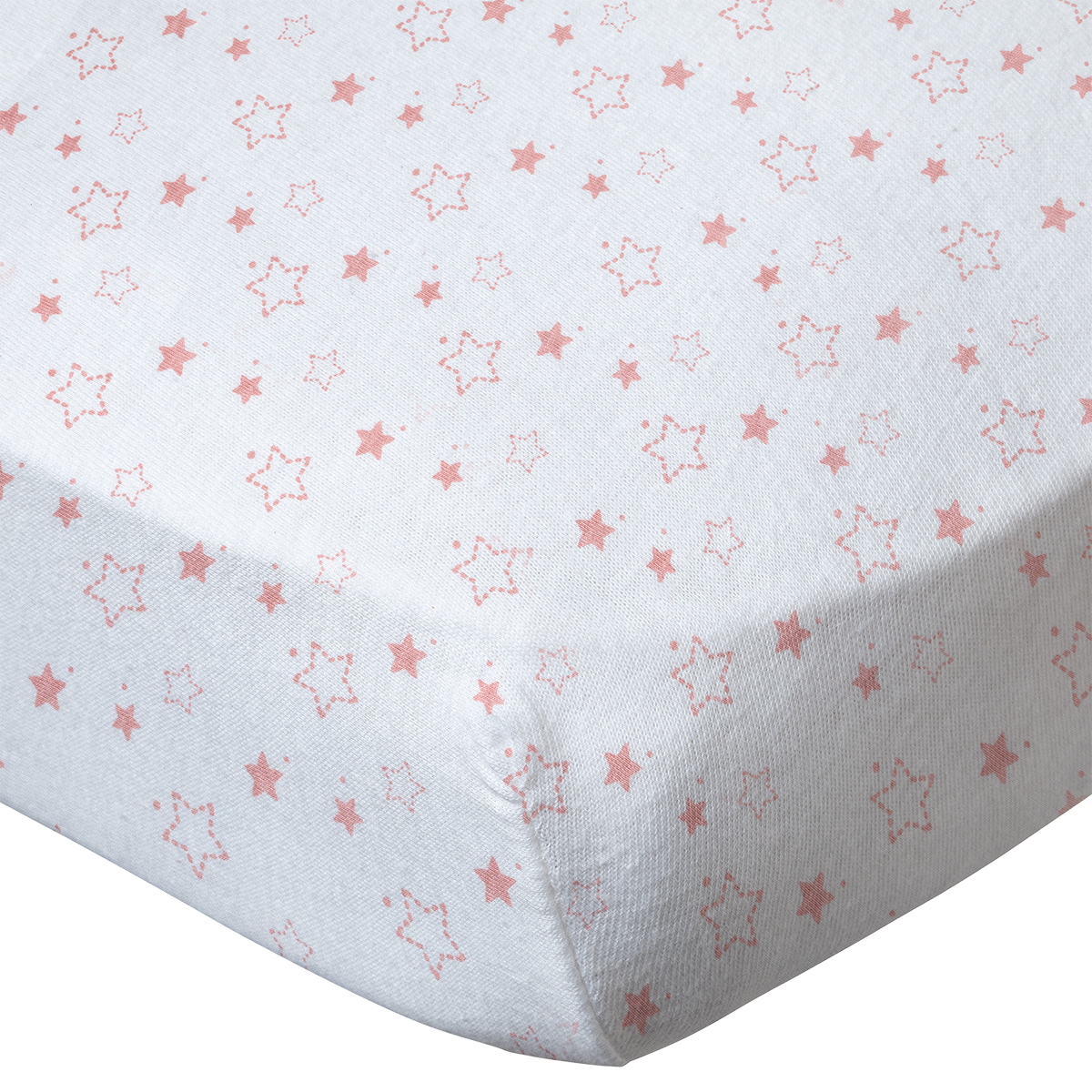 Lot de 2 draps housse en coton 60x120 cm - Rose + Imprimé étoiles