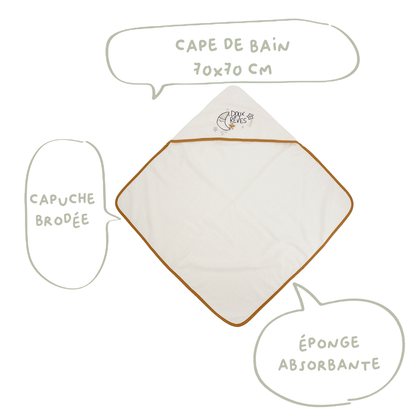 Cape de bain bébé Doux Rêves - Sortie de bain bébé 70x70 cm