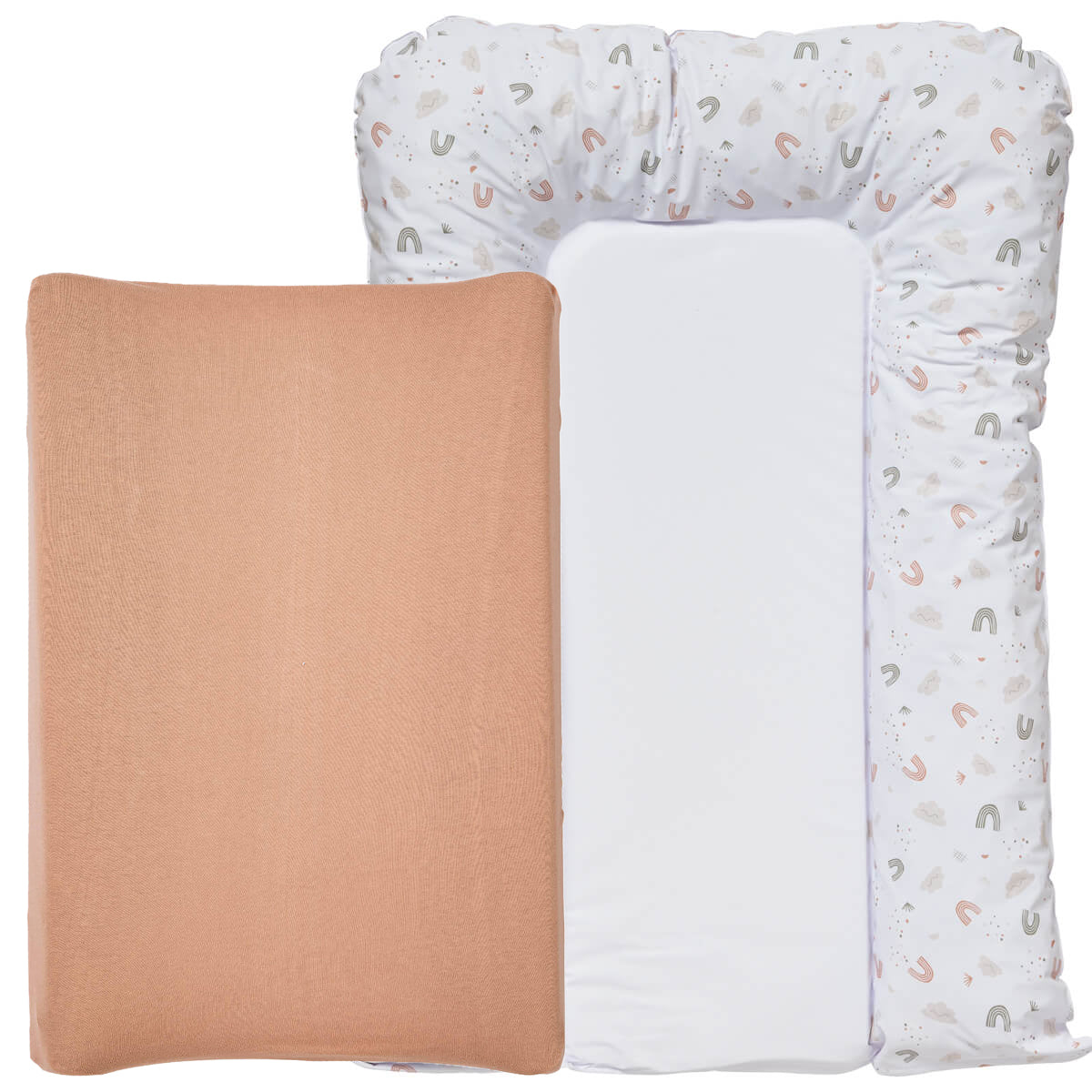 BB Kit hygiène - Matelas à langer Arc en ciel + Housse éponge Noix de Pécan
