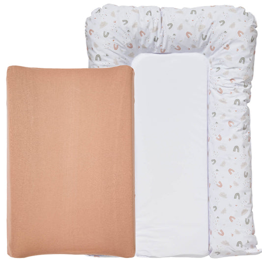 BB Kit hygiène - Matelas à langer Arc en ciel + Housse éponge Noix de Pécan