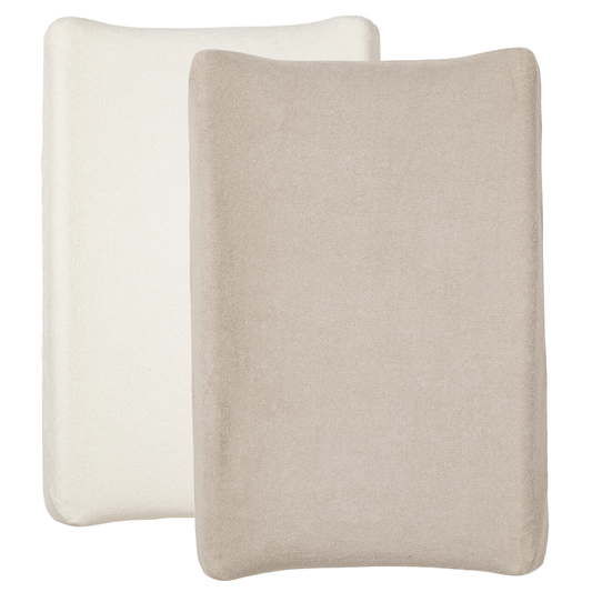 Housse pour matelas à langer  Écru / Taupe - Lot de 2 - Eponge - Housse matelas à langer 50x70 cm