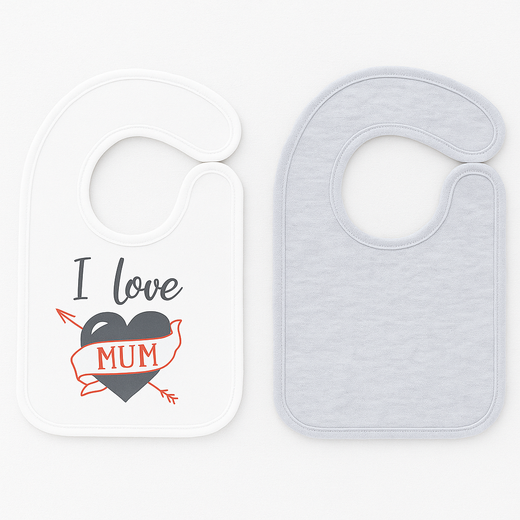 Lot de 2 bavoirs naissance I love Mum