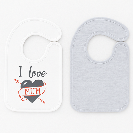 Lot de 2 bavoirs naissance I love Mum