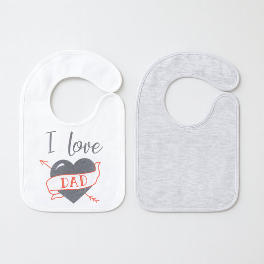 Lot de 2 bavoirs I Love Dad Naissance