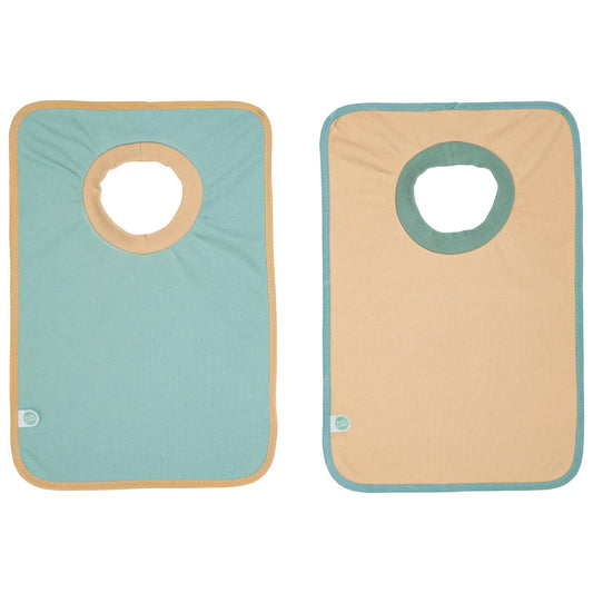 2 bavoirs bébé 25x38 cm passe-tête - Bavoir 6 mois - Unis contrastés