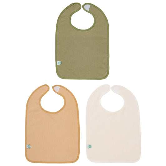 3 bavoirs bébé 25x36 cm éponge - Bavoir 6 mois à scratch - Les Colorés