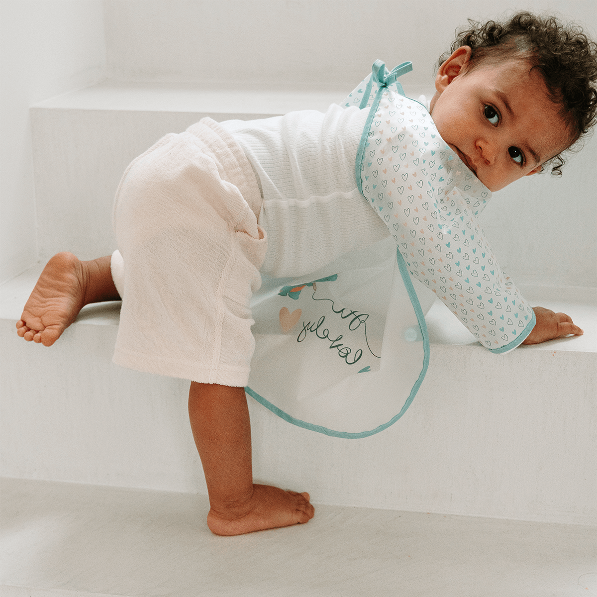 Bavoir bébé 37x42 cm imperméable - Bavoir tablier 12 mois - Dinosaures