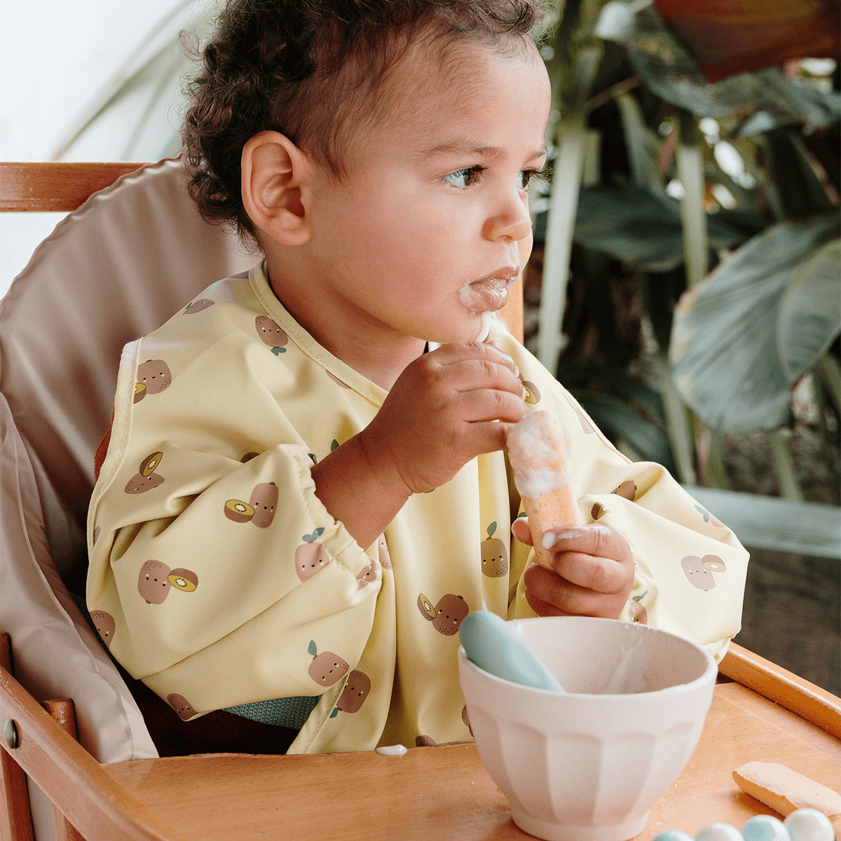 Bavoir bébé 37x42 cm imperméable - Bavoir tablier 12 mois - Fruity Kiwi