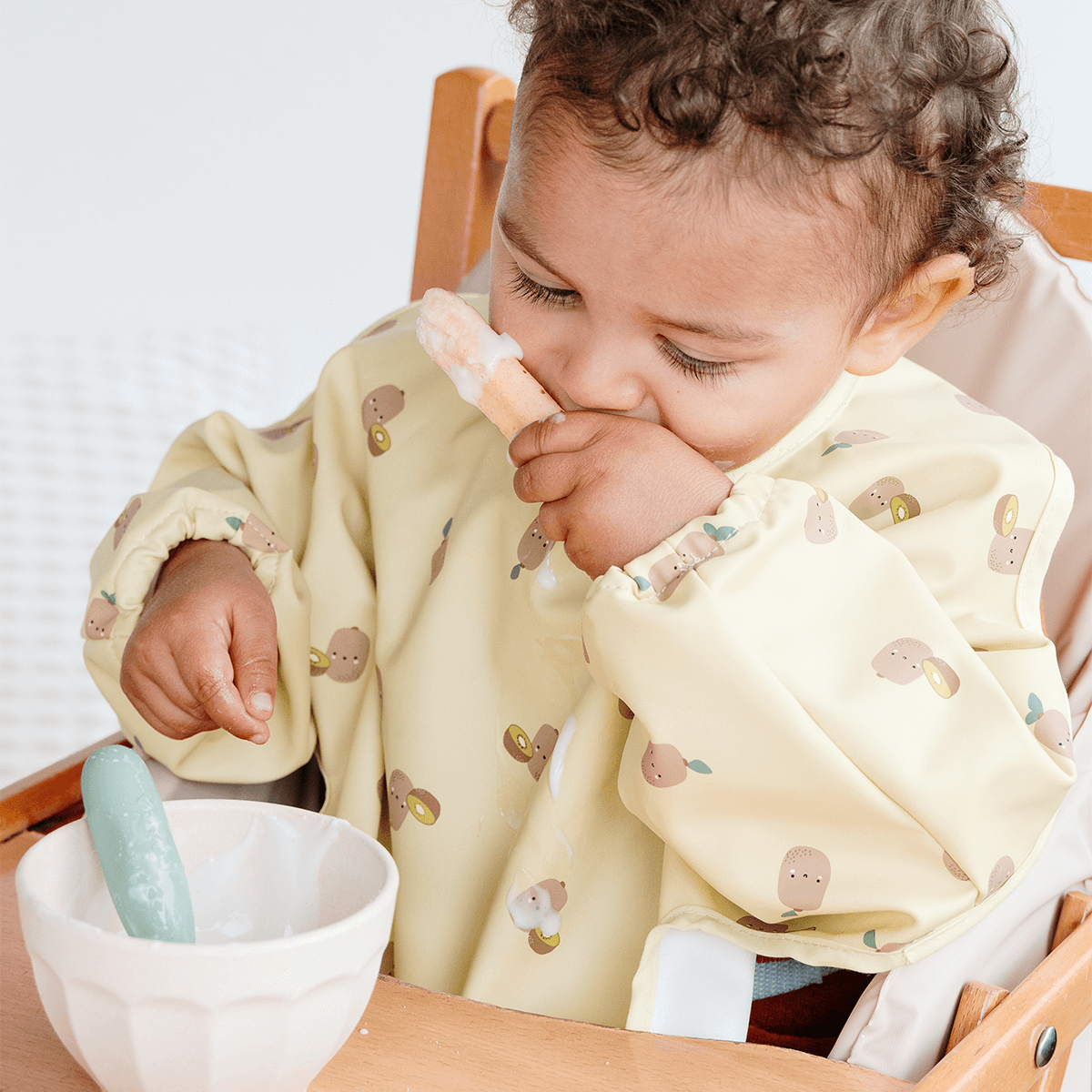 Bavoir bébé 37x42 cm imperméable - Bavoir tablier 12 mois - Fruity Kiwi