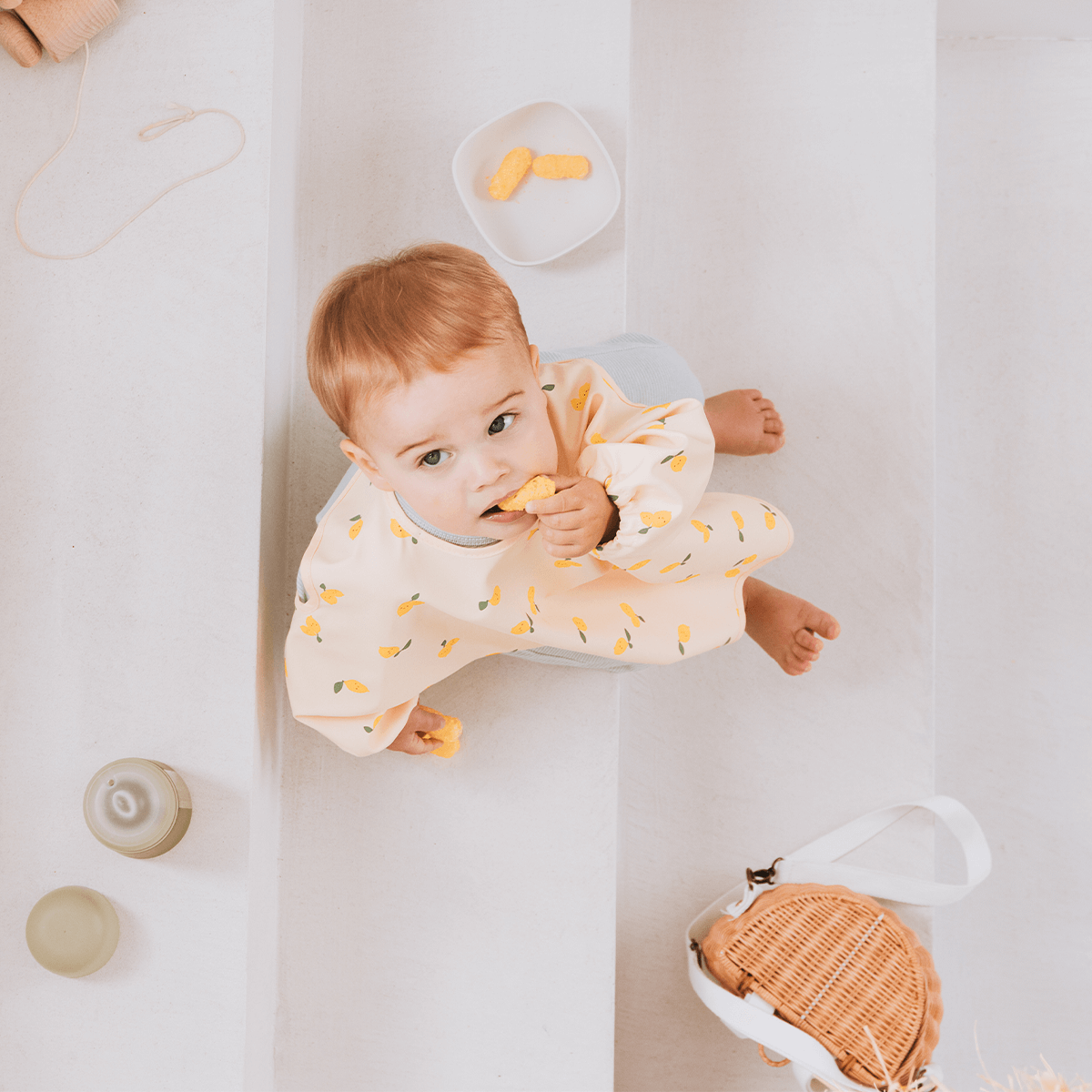 Bavoir bébé 37x42 cm imperméable - Bavoir tablier 12 mois - Fruity Citron