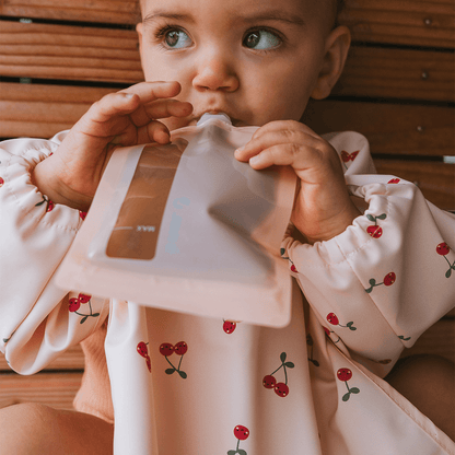 Bavoir bébé 37x42 cm imperméable - Bavoir tablier 12 mois - Fruity Cerise