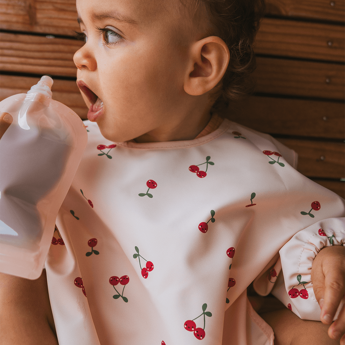 Bavoir bébé 37x42 cm imperméable - Bavoir tablier 12 mois - Fruity Cerise