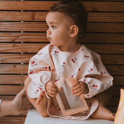 Bavoir bébé 37x42 cm imperméable - Bavoir tablier 12 mois - Fruity Cerise