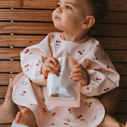 Bavoir bébé 37x42 cm imperméable - Bavoir tablier 12 mois - Fruity Cerise