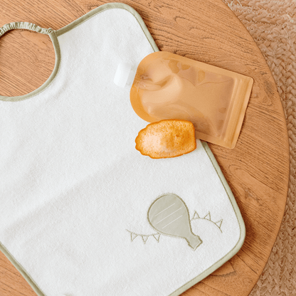 Bavoir maternelle 35x38 cm éponge avec étiquette prénom - Bavoir 24 mois - Montgolfière/Nuage