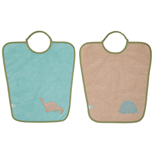 Bavoir maternelle 35x38 cm éponge avec étiquette prénom - Bavoir 24 mois - Dinosaures
