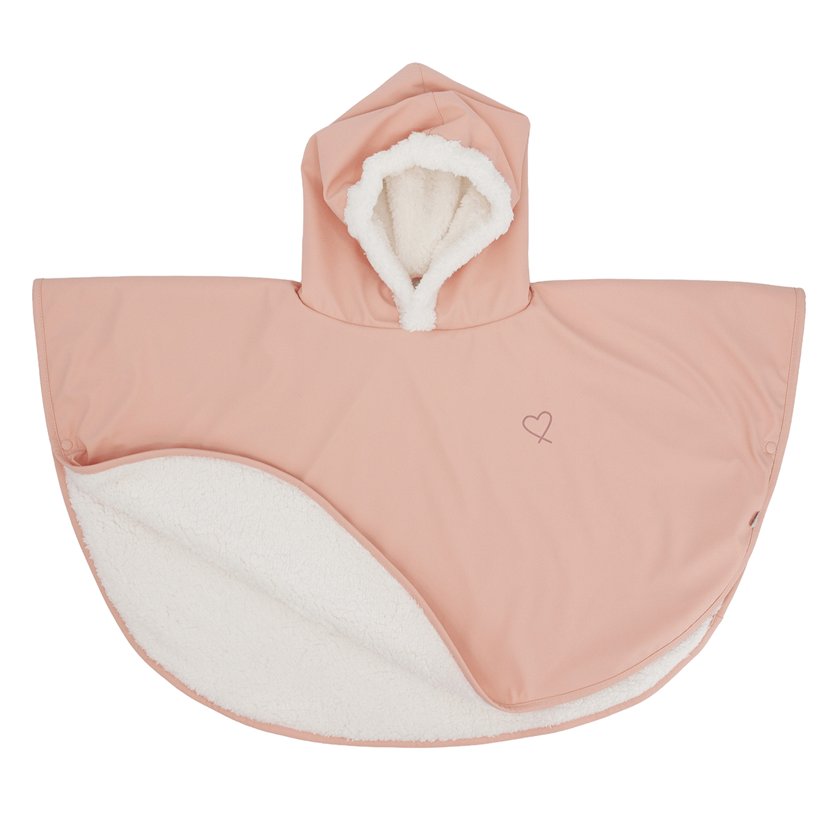 Poncho bébé imperméable - Cape de pluie bébé bi-matière 9-36 mois - Rosée Cœur
