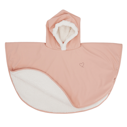 Poncho bébé imperméable - Cape de pluie bébé bi-matière 9-36 mois - Rosée Cœur