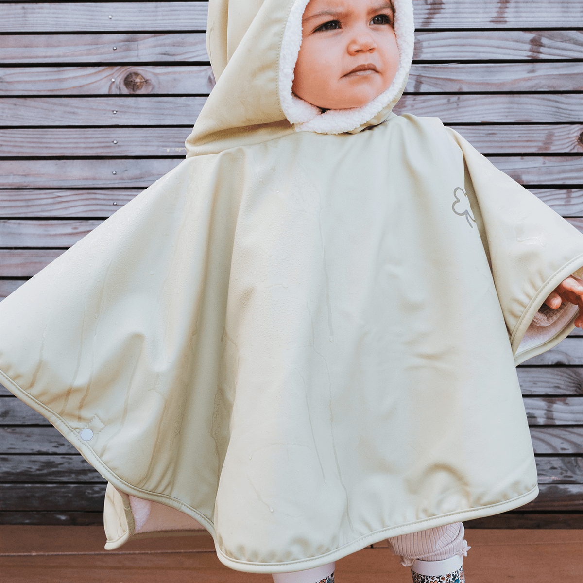 Poncho bébé imperméable - Cape de pluie bébé bi-matière 9-36 mois - Tilleul Trèfle