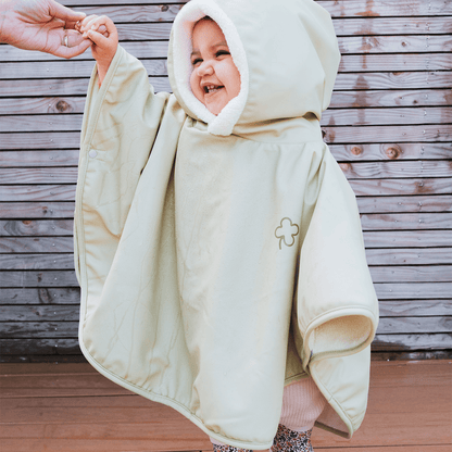 Poncho bébé imperméable - Cape de pluie bébé bi-matière 9-36 mois - Tilleul Trèfle
