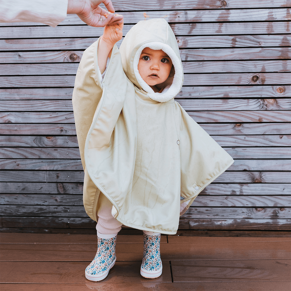 Poncho bébé imperméable - Cape de pluie bébé bi-matière 9-36 mois - Tilleul Trèfle