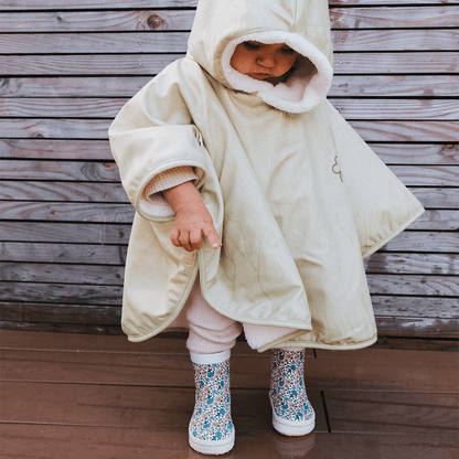 Poncho bébé imperméable - Cape de pluie bébé bi-matière 9-36 mois - Tilleul Trèfle