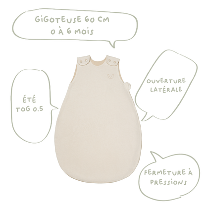 Gigoteuse été 0-6 mois 65 cm - Gigoteuse Tog 0,5 pour bébé - Sable Ourson