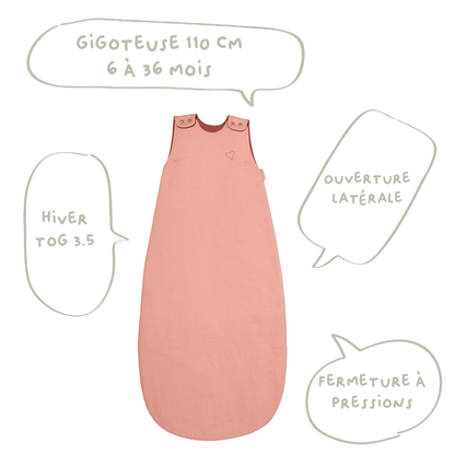 Gigoteuse hiver 6-36 mois 110 cm - Gigoteuse Tog 3,5 pour bébé - Rosée Cœur