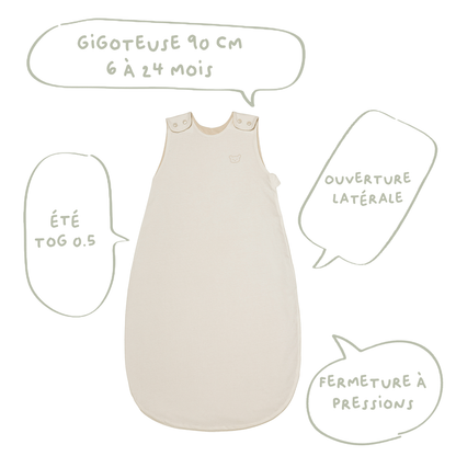 Gigoteuse été 6-24 mois 90 cm - Gigoteuse Tog 0,5 pour bébé - Sable Ourson
