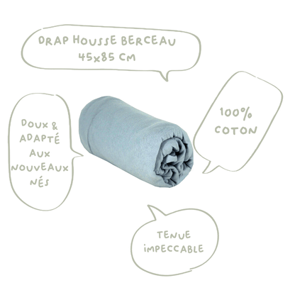 Drap-housse bébé 45x85 cm - Drap housse berceau - Uni Jersey Bleu Layette