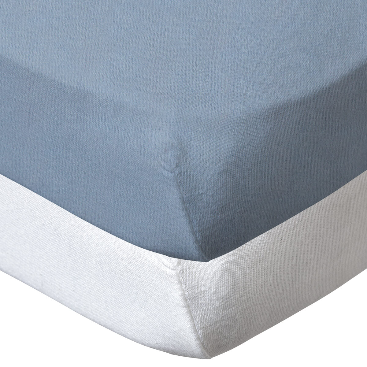 Lot de 2 draps housse en coton 70x140 cm - Blanc + bleu