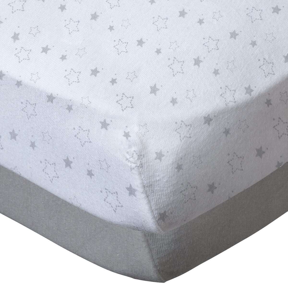 Drap-housse 60x120 cm x2 pcs en Coton Étoiles Grises / Gris