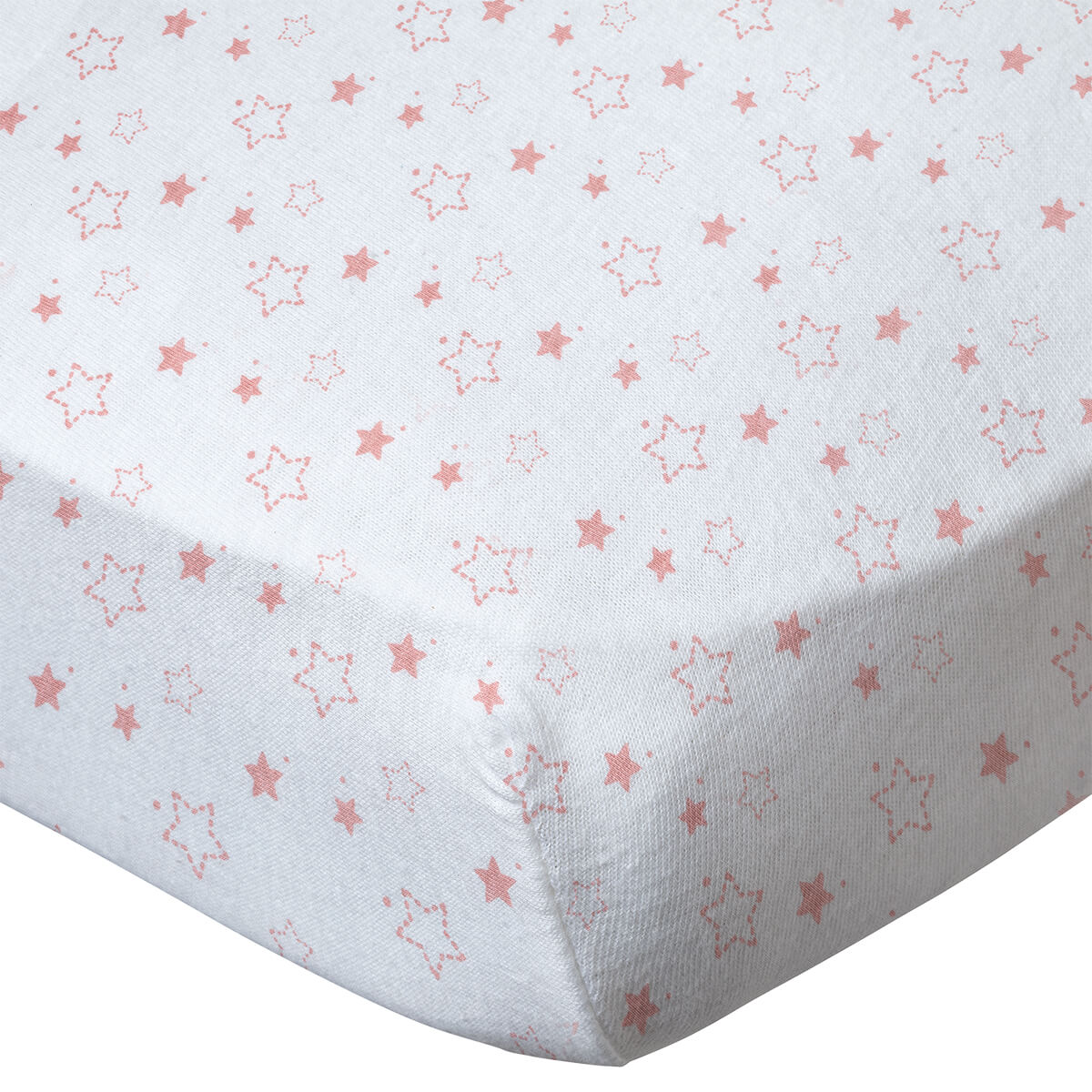 Drap-housse 60x120 cm x2 pcs en Coton Étoiles Roses / Rose