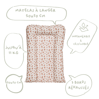 Matelas à langer Flocons 50x70 cm - Matelas à langer pour bébé en PVC - Léopard