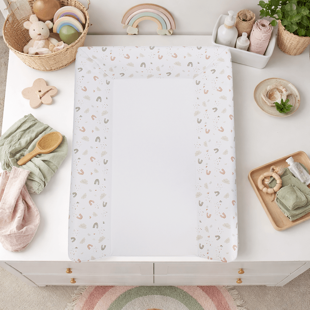 Matelas à langer Luxe 50x70 cm avec tétière - Matelas à langer pour bébé en PVC - Arc en Ciel