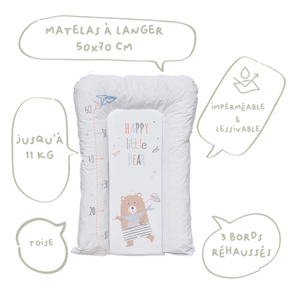 Matelas à langer Flocons 50x70 cm - Matelas à langer pour bébé en PVC - Little Bear