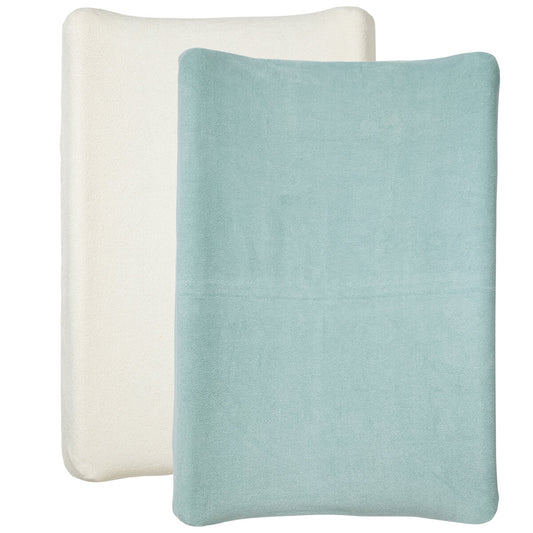 Housse pour matelas à langer 50x70 cm en Coton Blanc/Bleu Vert