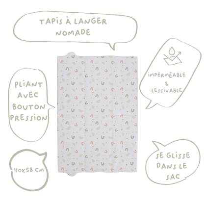 Tapis à langer pliant 40x58 cm - Matelas à langer nomade PVC - Arc en ciel