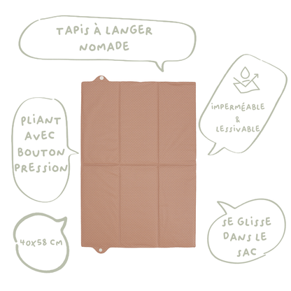 Tapis à langer pliant 40x58 cm - Matelas à langer nomade PVC - Terracotta écailles