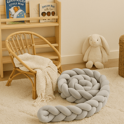 Coussin tresse Gris Perle - Tresse bébé 200 cm