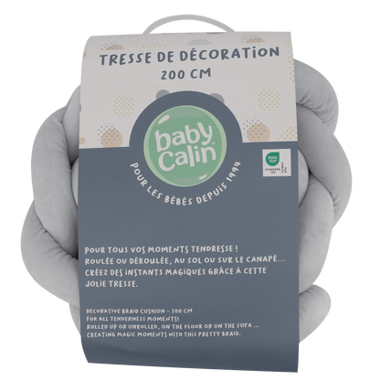 Coussin tresse Gris Perle - Tresse bébé 200 cm